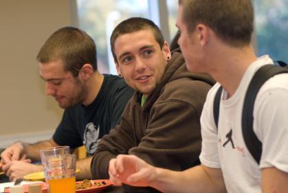 students in dining hall
