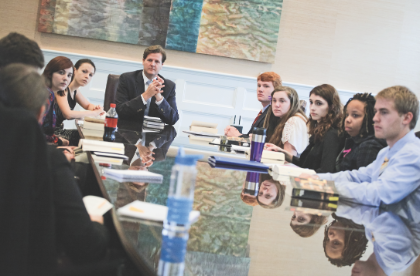 President Reveley gets to know students in the class he teaches each fall on the American Presidency.