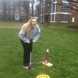 Student sending off a model rocket