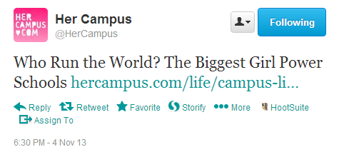 Her Campus Tweet: 