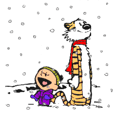 Calvin and Hobbes in the Snow GIF