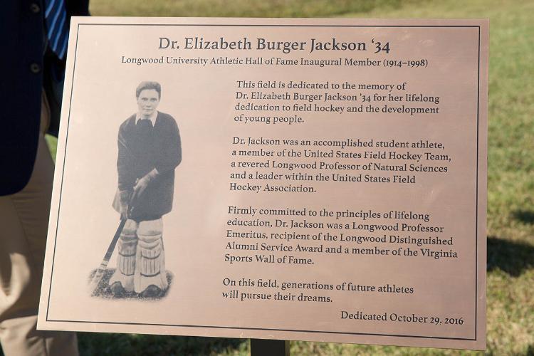 As part of the ceremony, Dr. Jackson’s granddaughters unveiled a special plaque that will reside on the concourse of Burger Jackson Field at the Longwood Athletics Complex.
