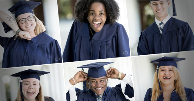 Longwood graduates in cap and gown