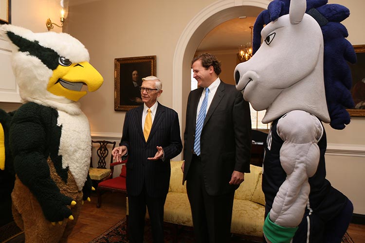 A meeting of mascots in 2015 (Credit: Stephen Salpukas)