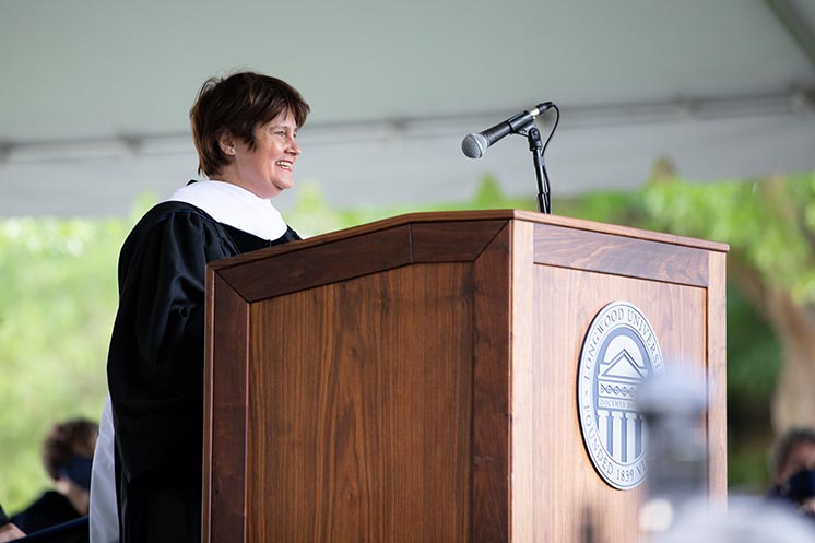 Anne Holton, a former Virginia secretary of education, delivered the graduate Commencement address.