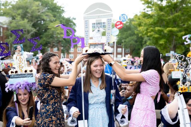 Kara Parr '23 is capped by friends